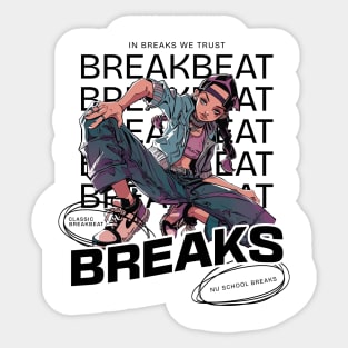 BREAKBEAT  - Breaks Girl (Black) Sticker